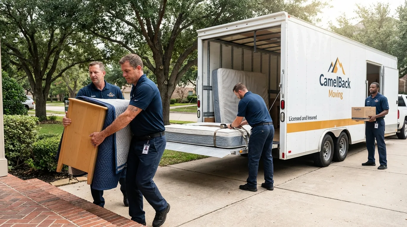 Crew loading residential truck for cross-state move from Waterville, WA