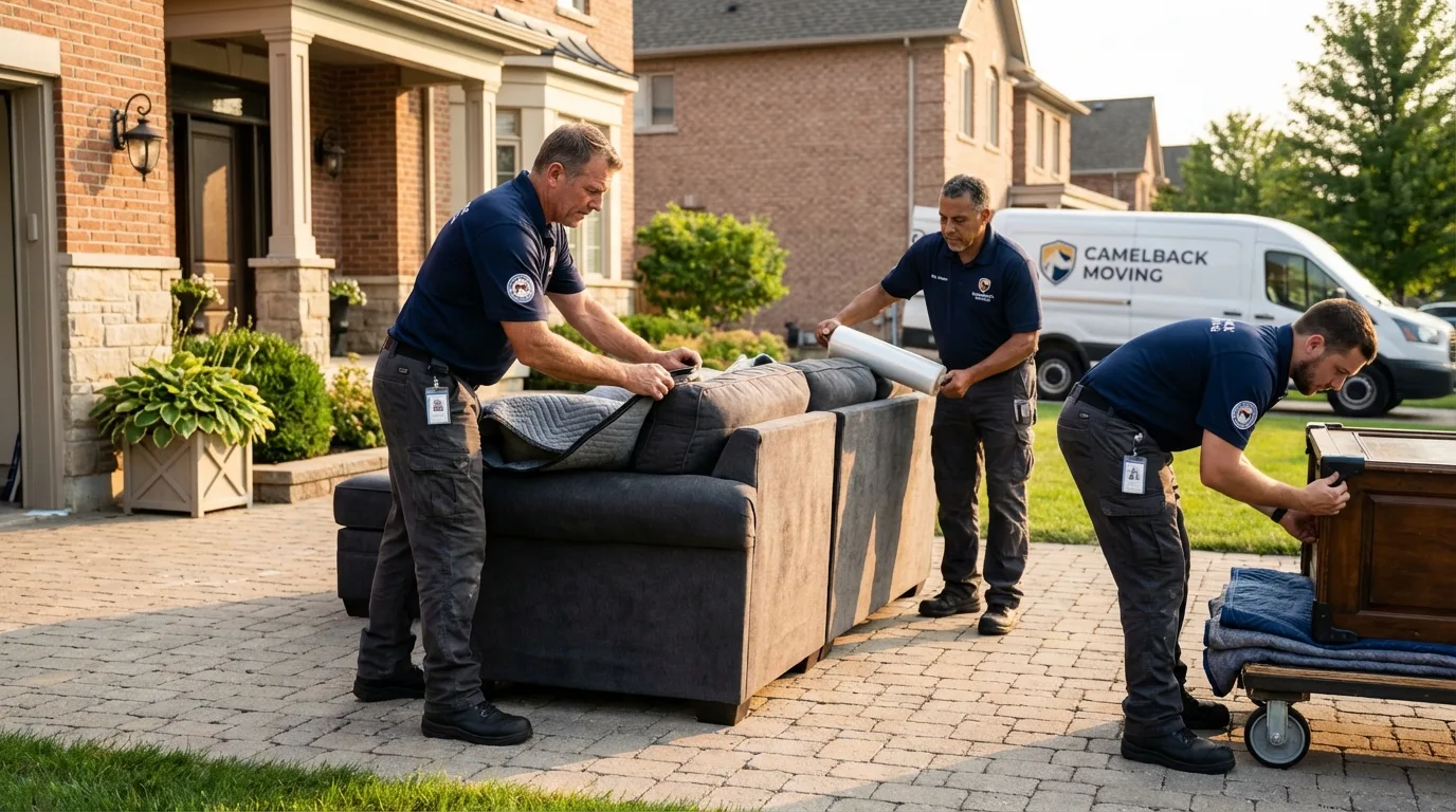 Large estate moving crew wrapping furniture in Waterville, WA